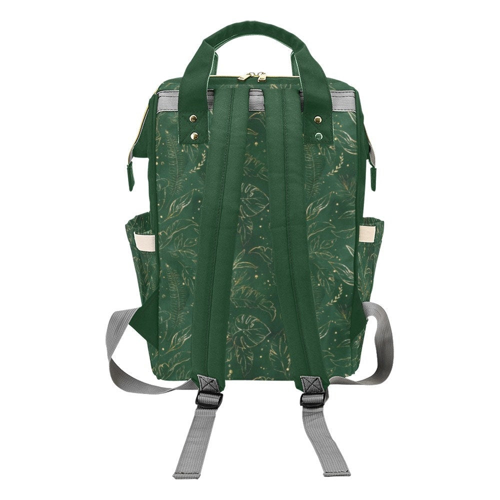 Tropical Dark Green Personalized Diaper Bag