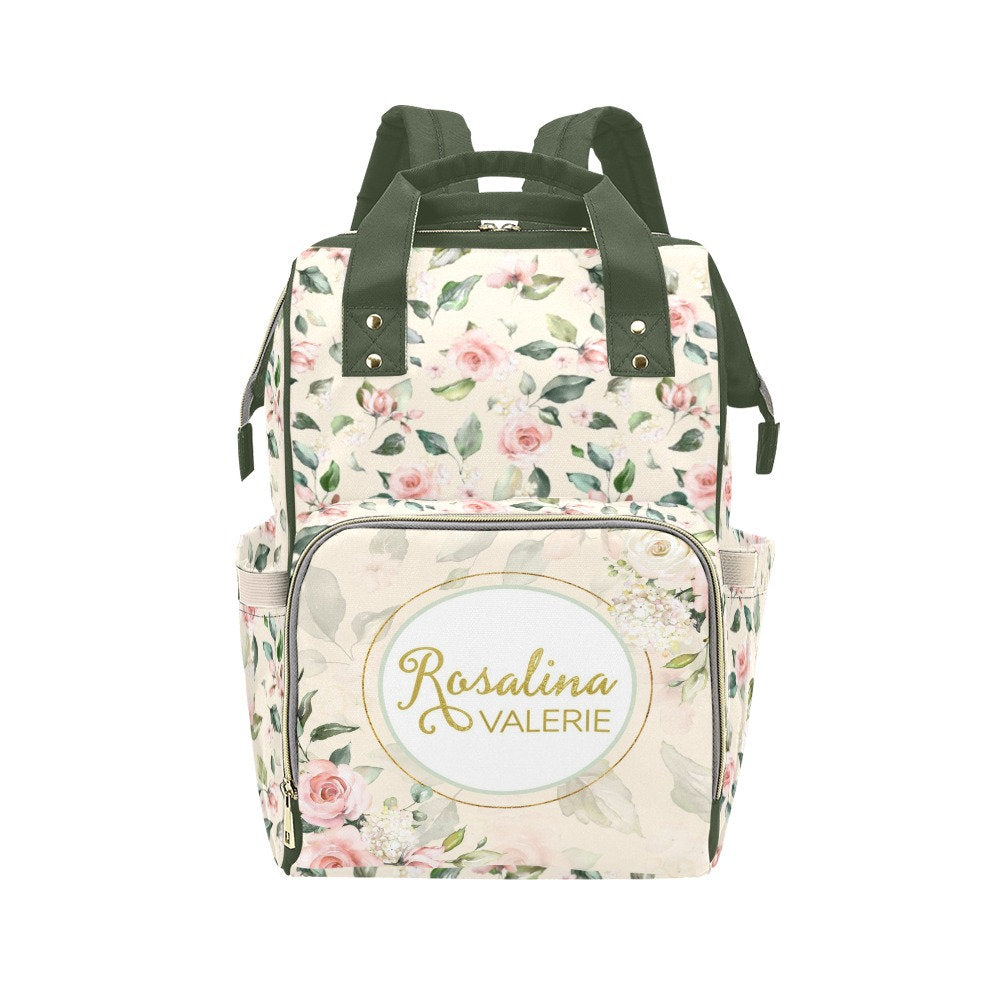 Roses Garden Personalized Diaper Bag