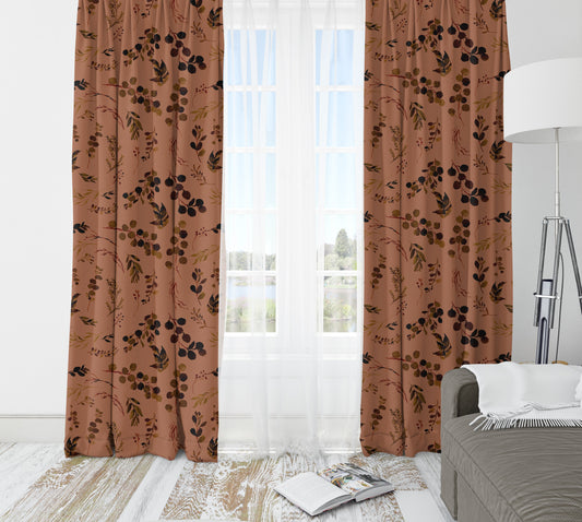 Rust Leaves Blackout Curtains