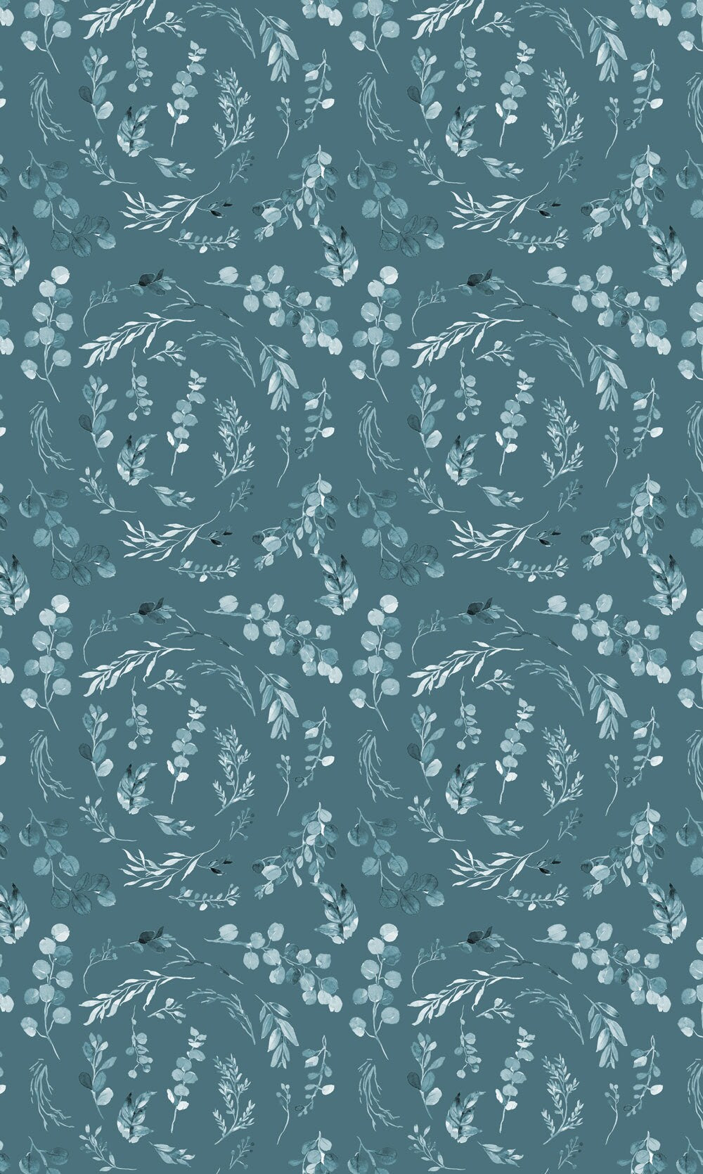 Teal Leaves Blackout Curtains