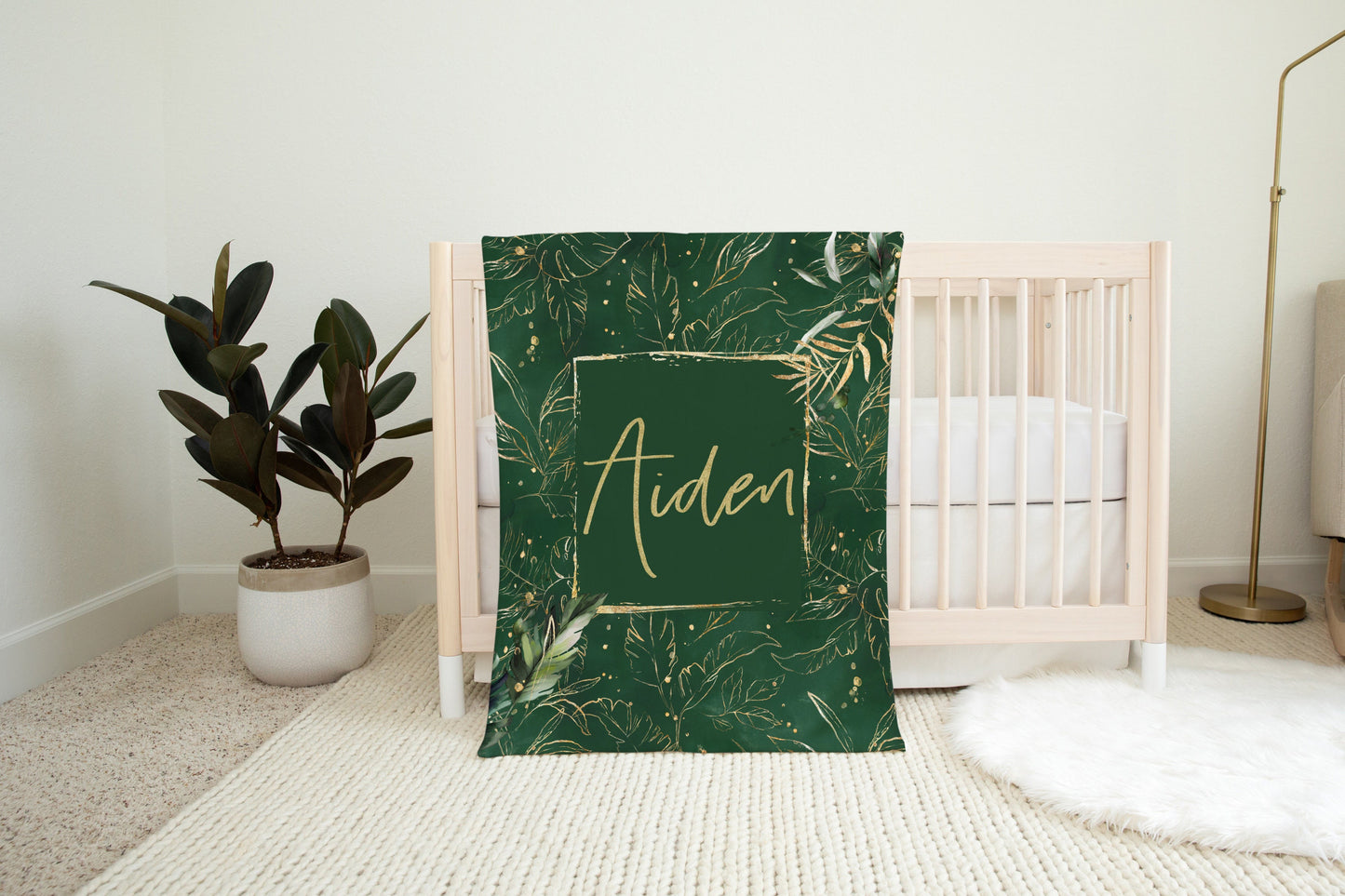 Tropical Dark Green Personalized Diaper Bag