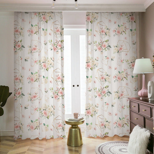 Roses Garden with Geometrcs Blackout Curtains