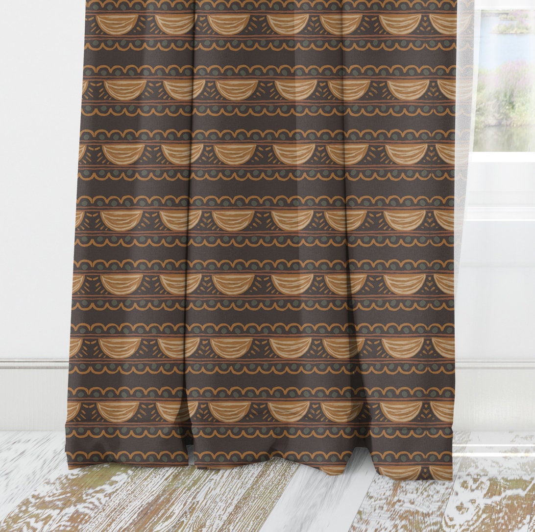 Vintage Charm Dark Brown Blackout Curtains