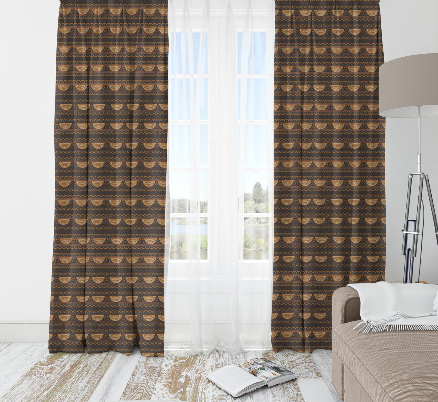 Vintage Charm Dark Brown Blackout Curtains