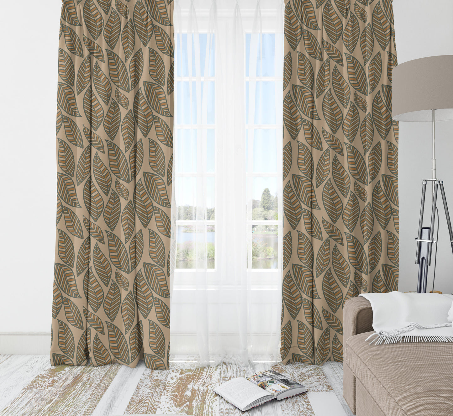 Vintage Charm with leaves Blackout Curtains