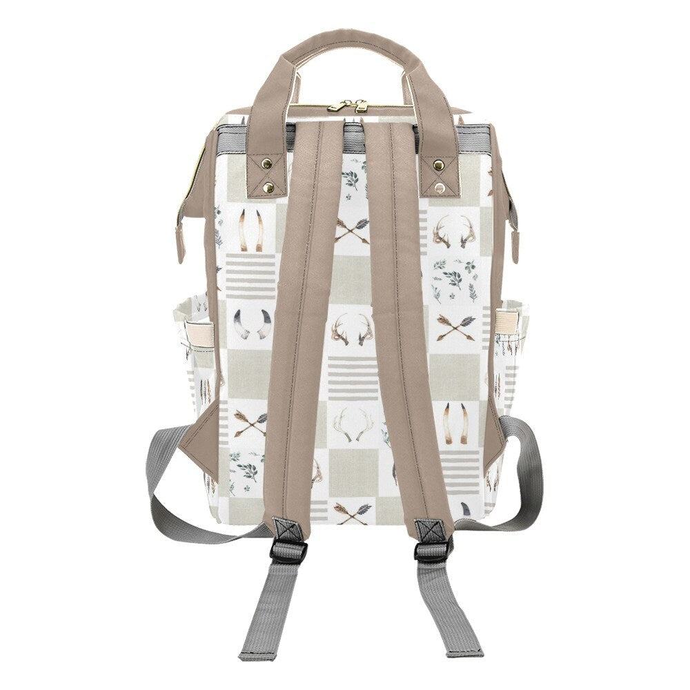 Boho Antlers Patchwork Personalized Diaper Bag