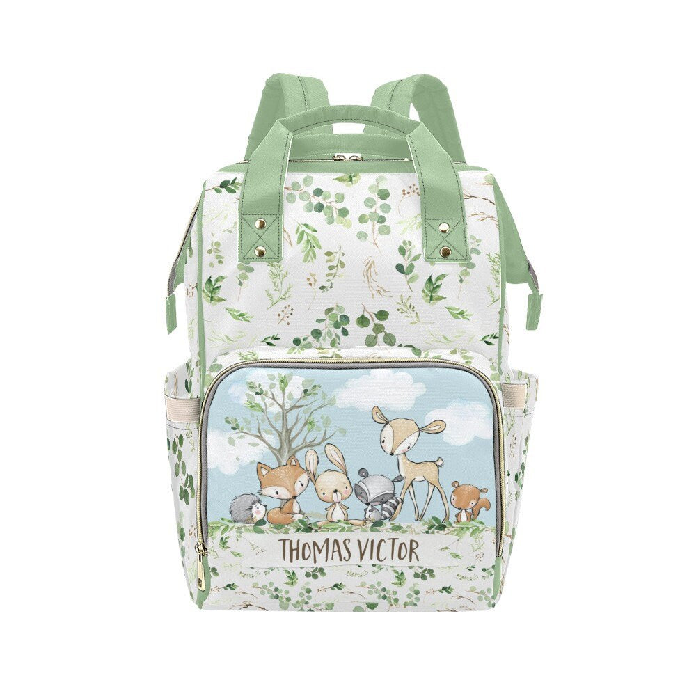 Greenery with Deer and Friends Personalized Diaper Bag