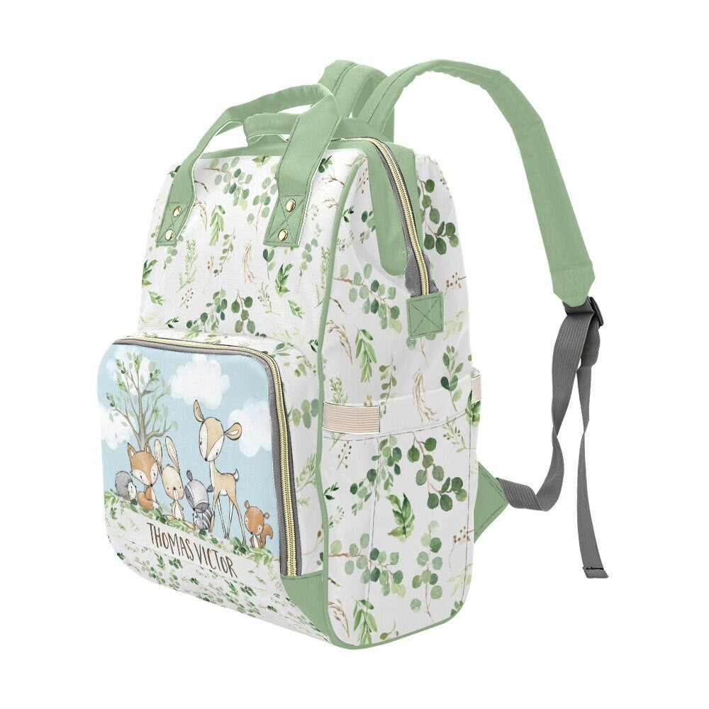 Greenery with Deer and Friends Personalized Diaper Bag