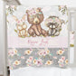 Grey Flowers with Bear Personalized Blanket for Girl