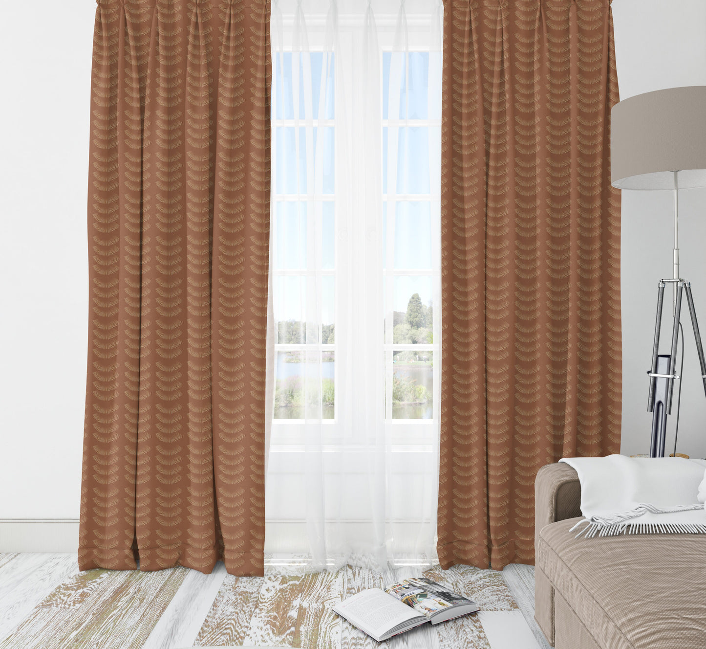 Rust Boho Patterned Blackout Curtains