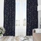 Navy Blue with Gold Roses Blackout Curtains