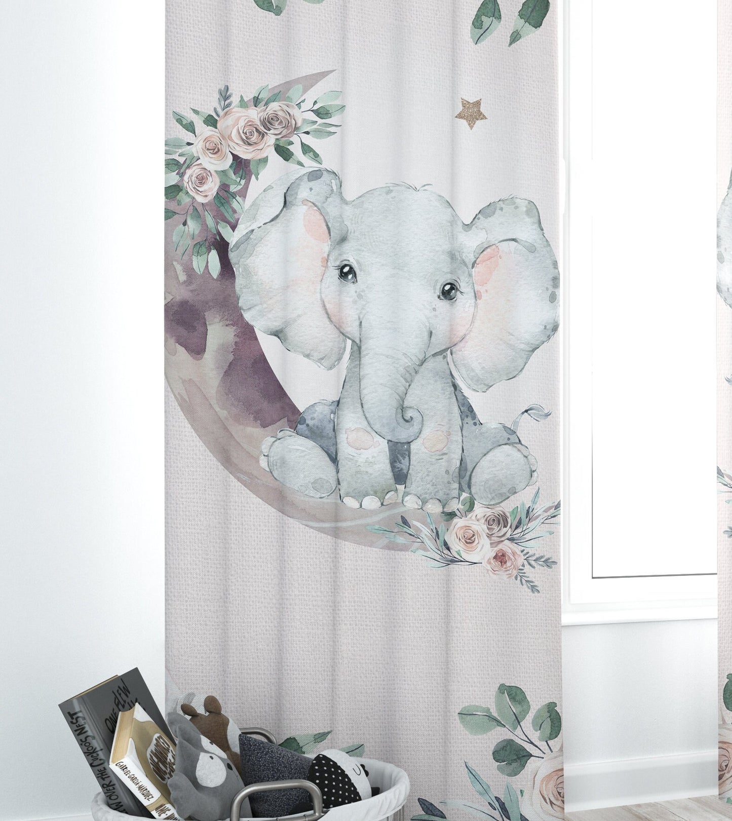 Modern Boho with Moon and Elephant Blackout Curtains