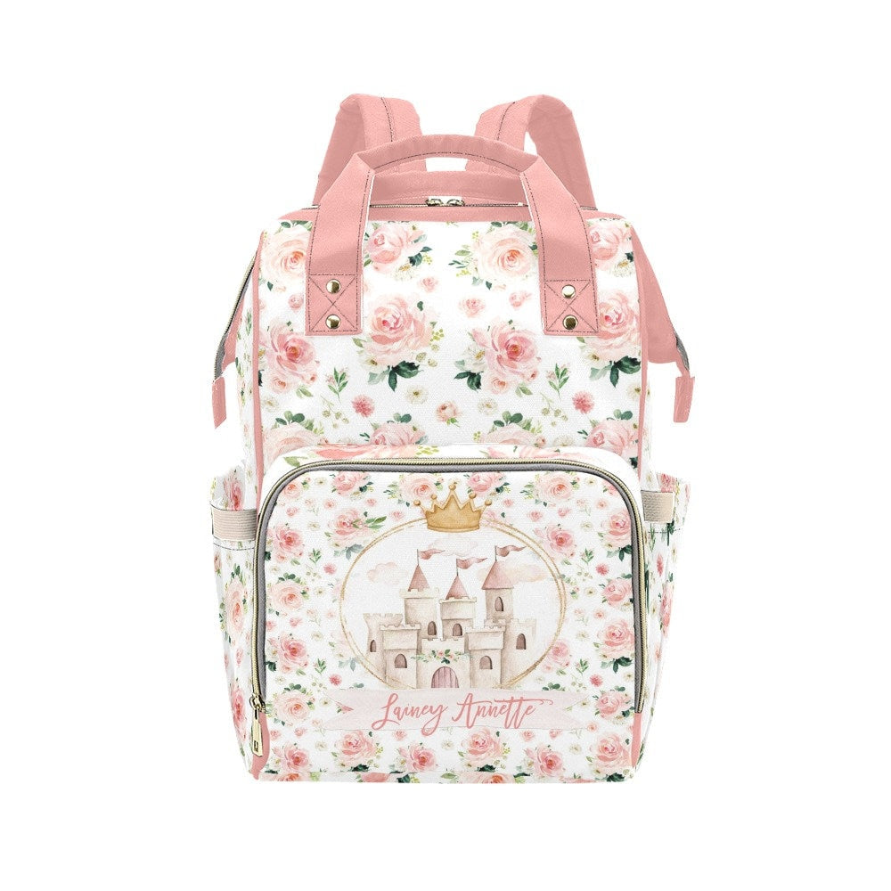 Blush Florals with Castle Personalized Diaper Bag