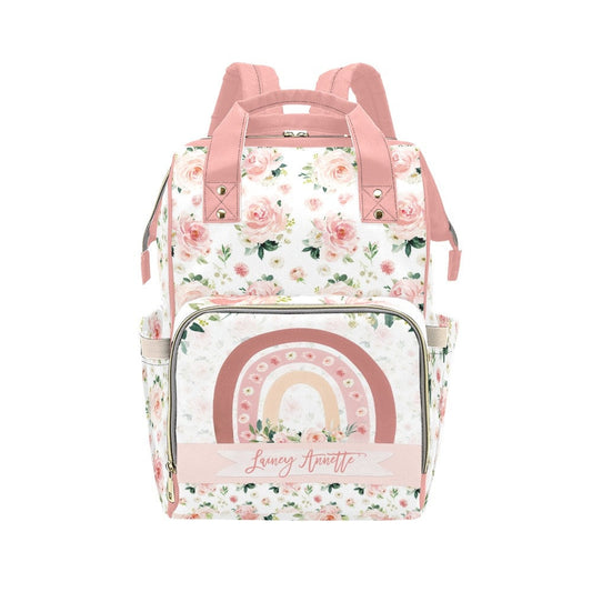 Blush Florals with Rainbow Personalized Diaper Bag