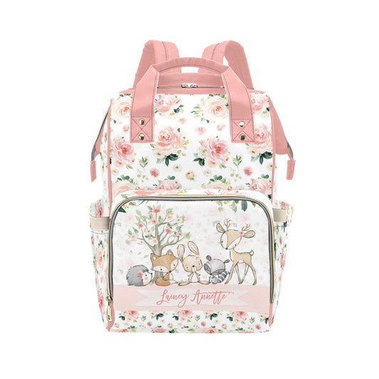 Blush Florals with Deer and Friends Personalized Diaper Bag