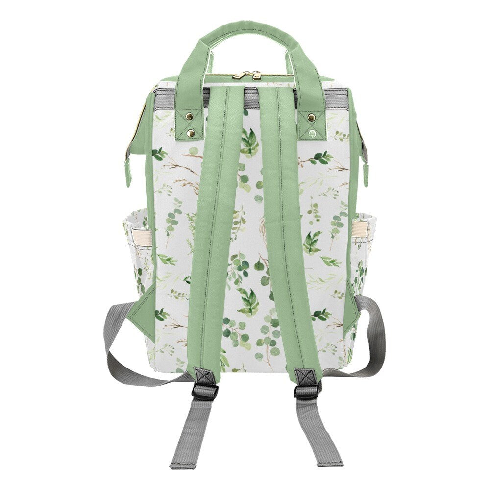 Greenery with Dinosaurs Personalized Diaper Bag