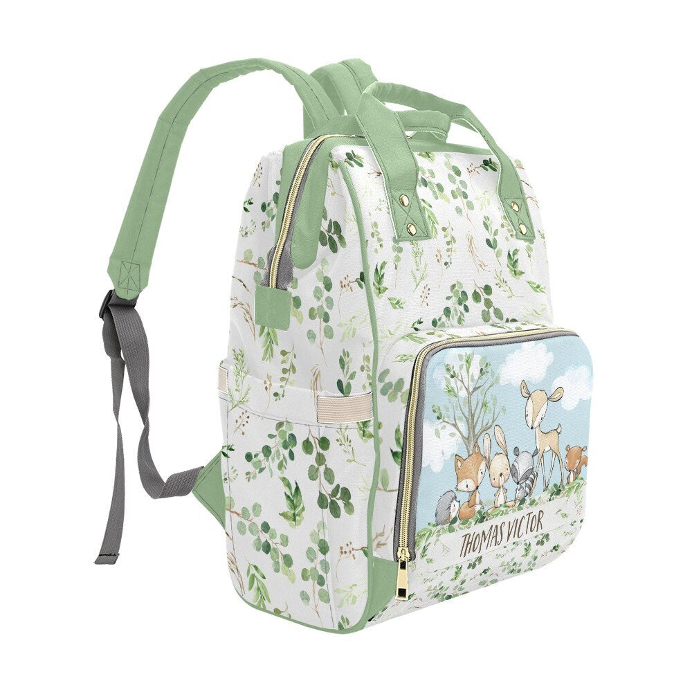 Greenery with Deer and Friends Personalized Diaper Bag