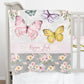 Grey Flowers with Butterflies Personalized Blanket for Girl