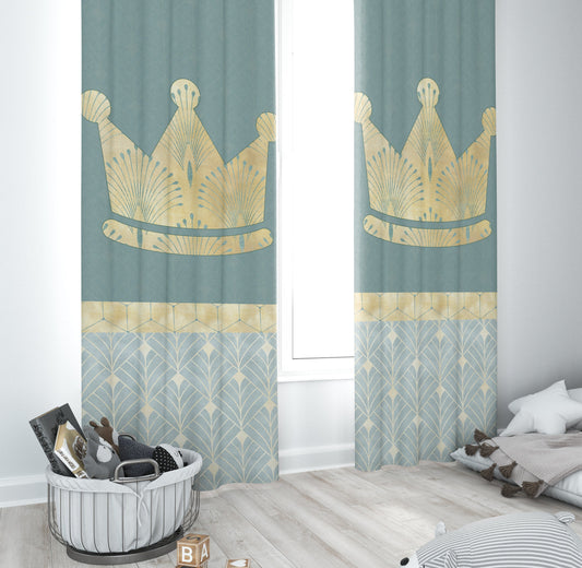 Royal Green with Crown Blackout Curtains