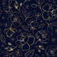 Navy Blue with Gold Roses Blackout Curtains