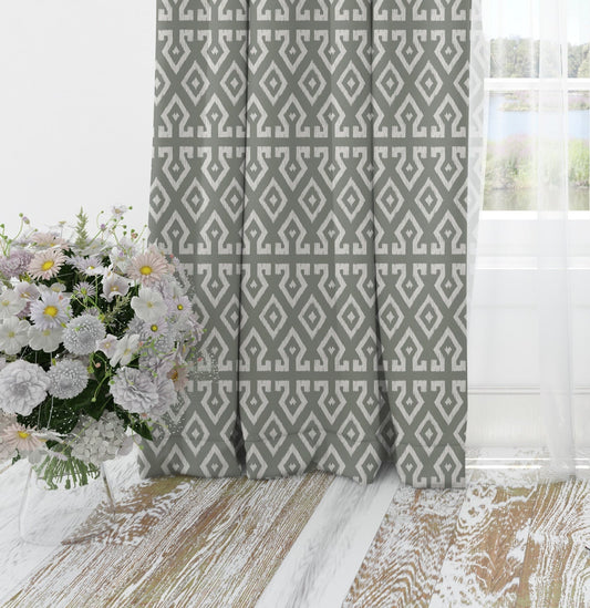 Grey Patterned Blackout Curtains