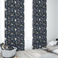 Navy Blue with White Flowers Blackout Curtains