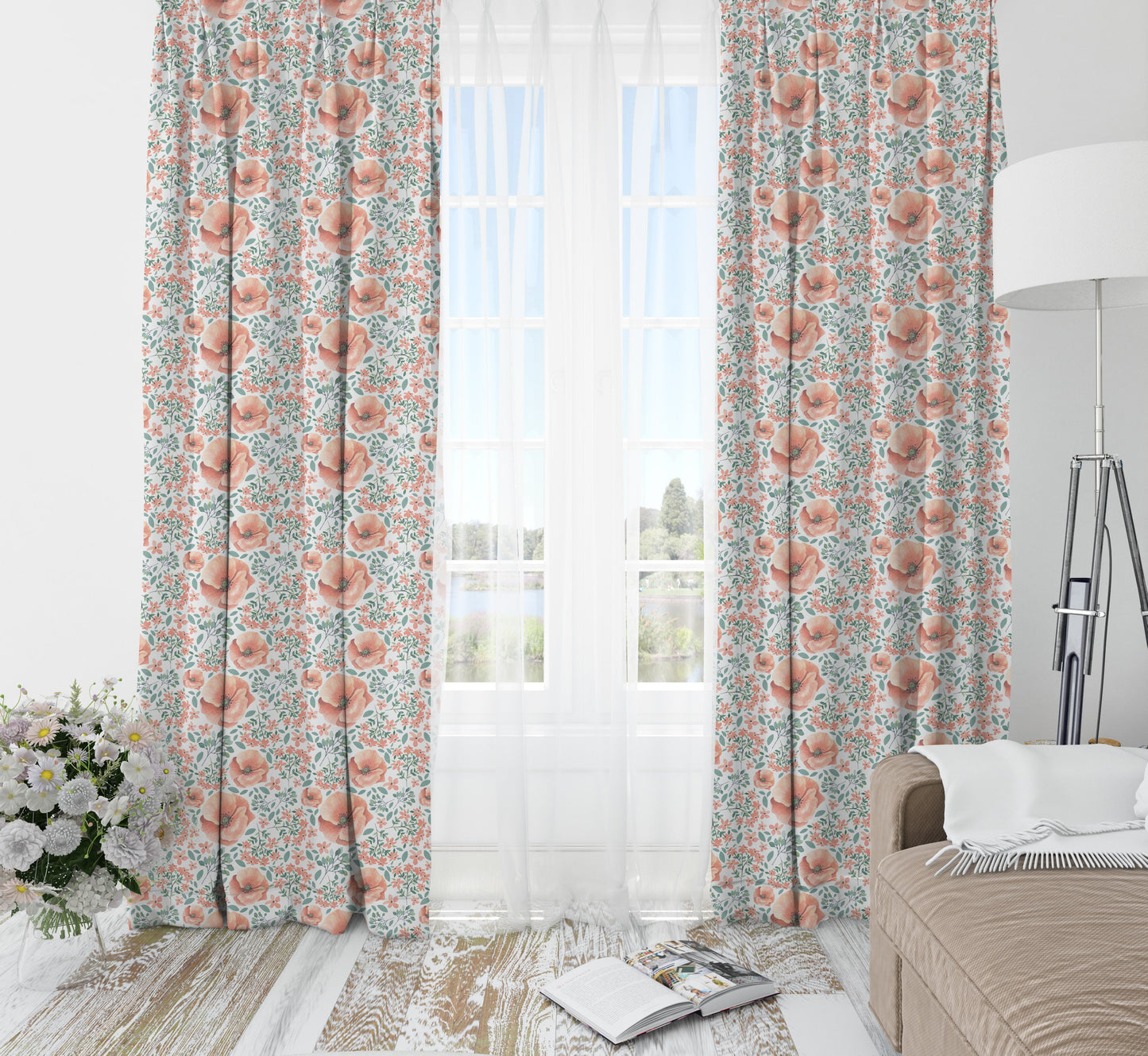 Poppy Flowers Blackout Curtains