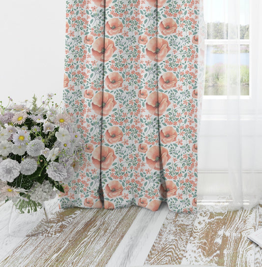 Poppy Flowers Blackout Curtains