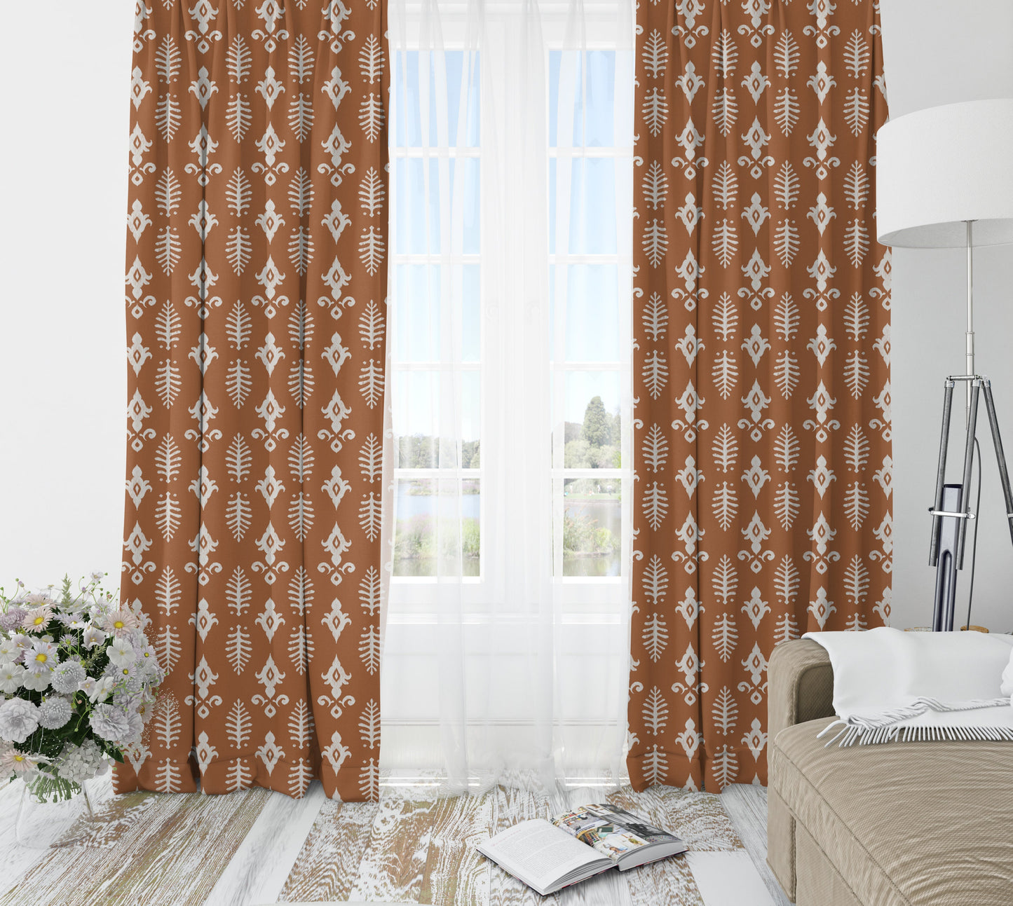 Rust Boho Blackout Curtains