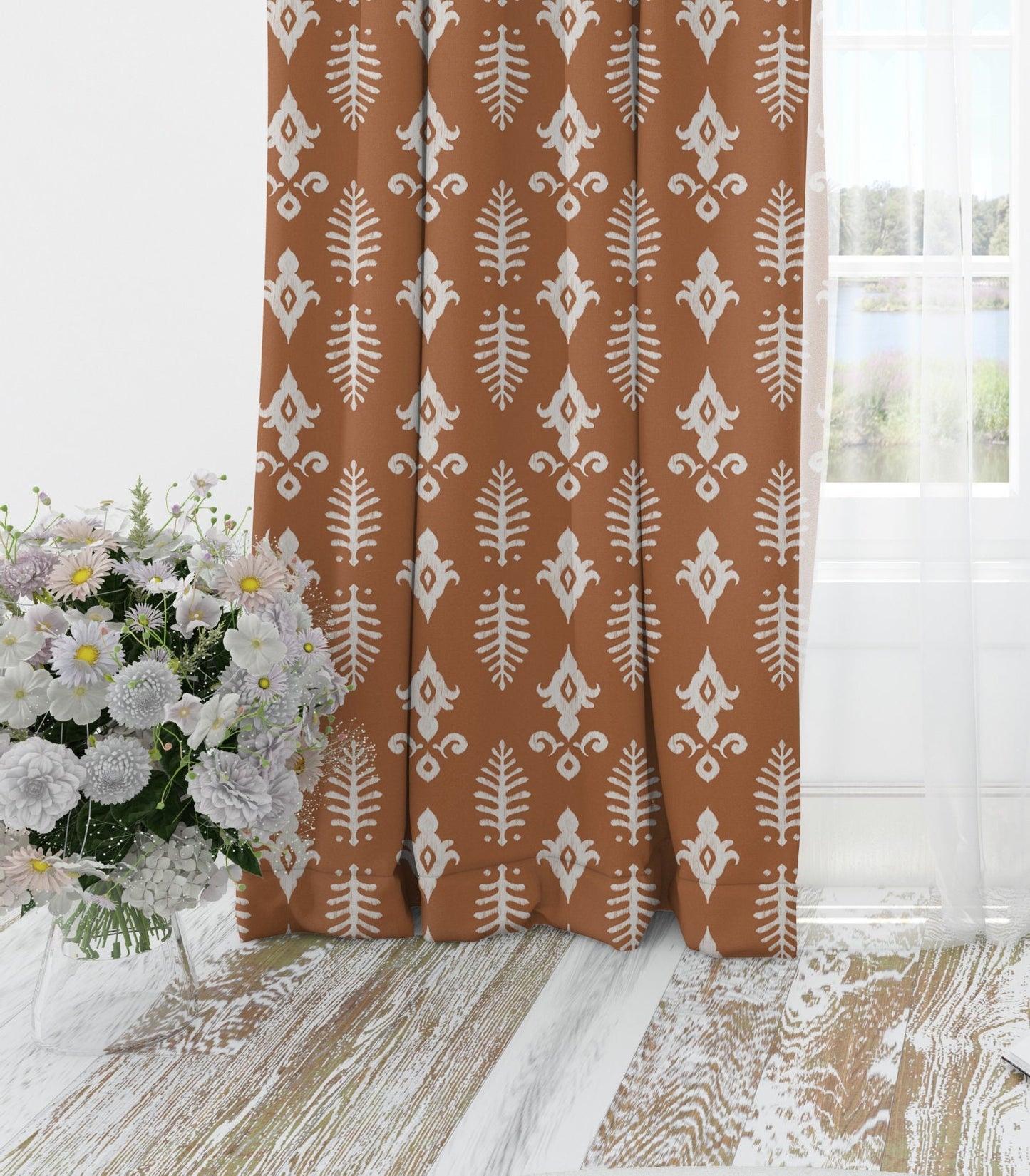 Rust Boho Blackout Curtains