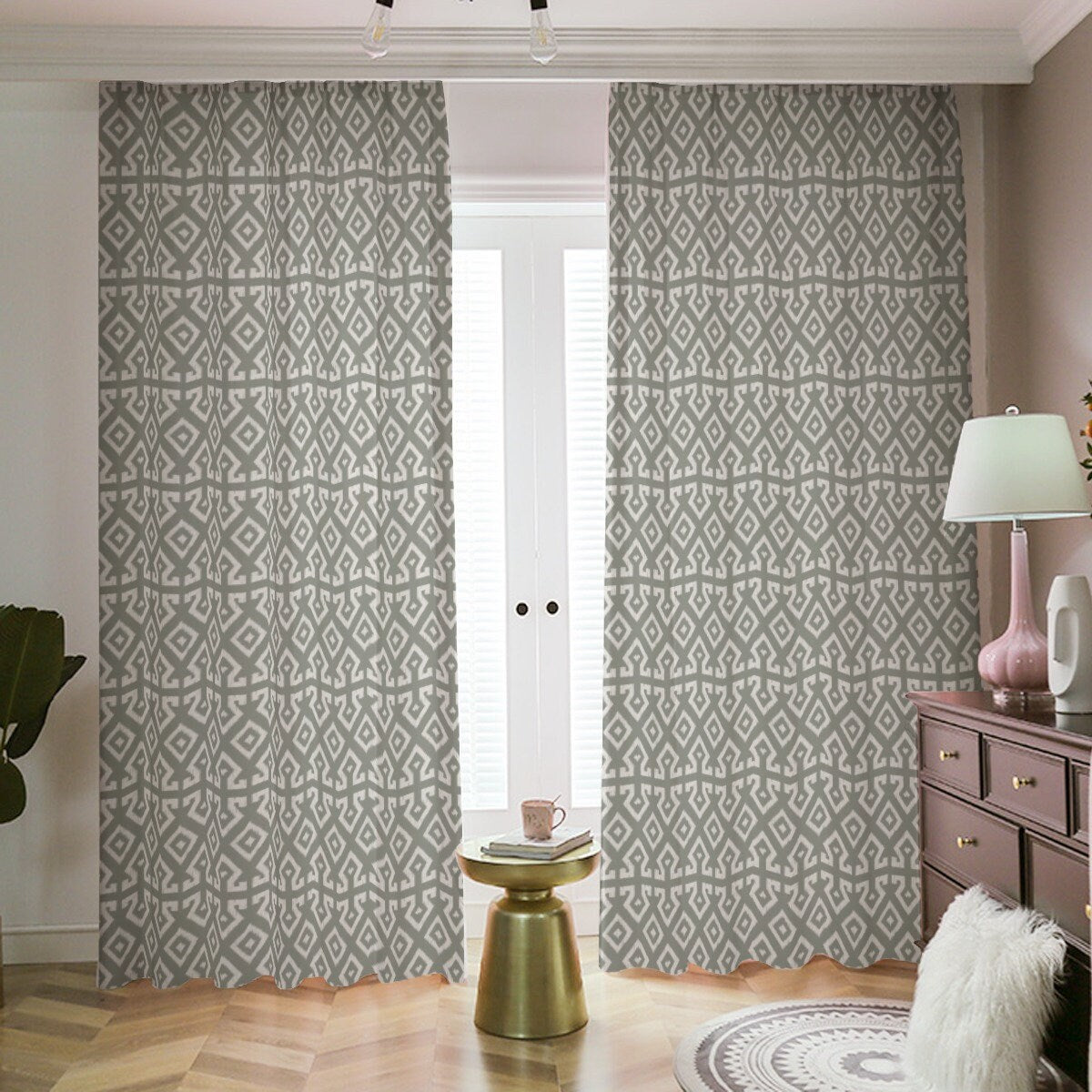 Grey Patterned Blackout Curtains