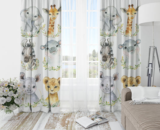 Cute Safari Animals Blackout Curtains