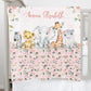 Roses Garden with Safari Babies Personalized Blanket for Girl