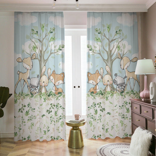 Greenery with Deer and Friends Blackout Curtains