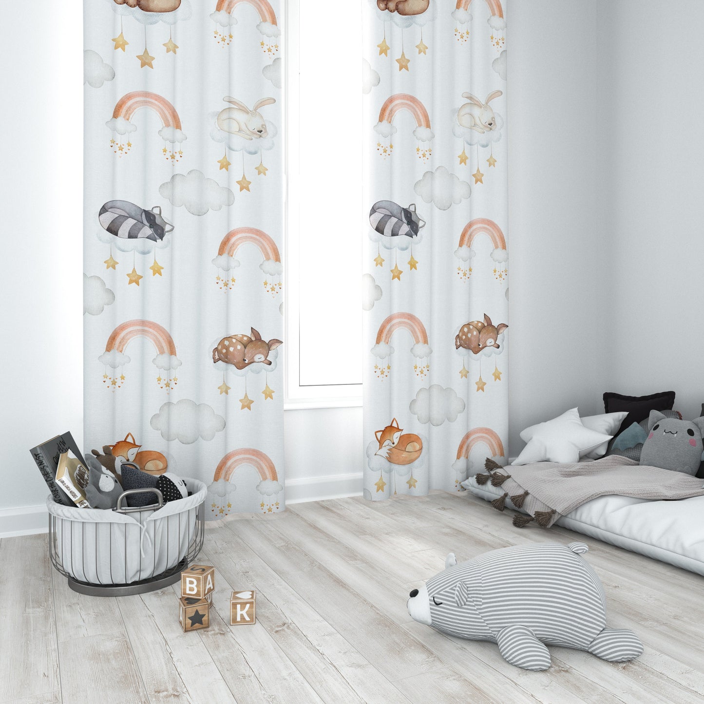 Animals Sleeping on Rainbows Blackout Curtains