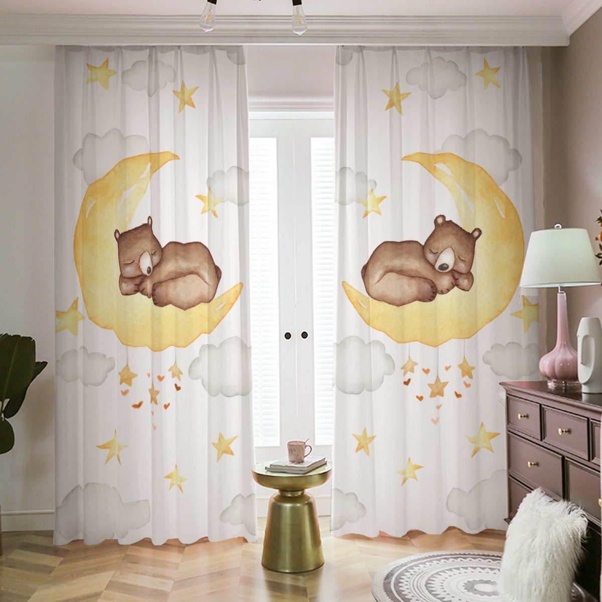 Bear on the Moon Blackout Curtains