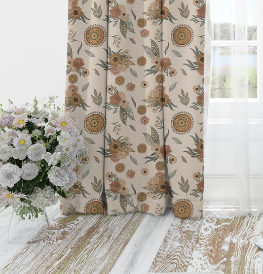 Vintage Charm Beige Blackout Curtains