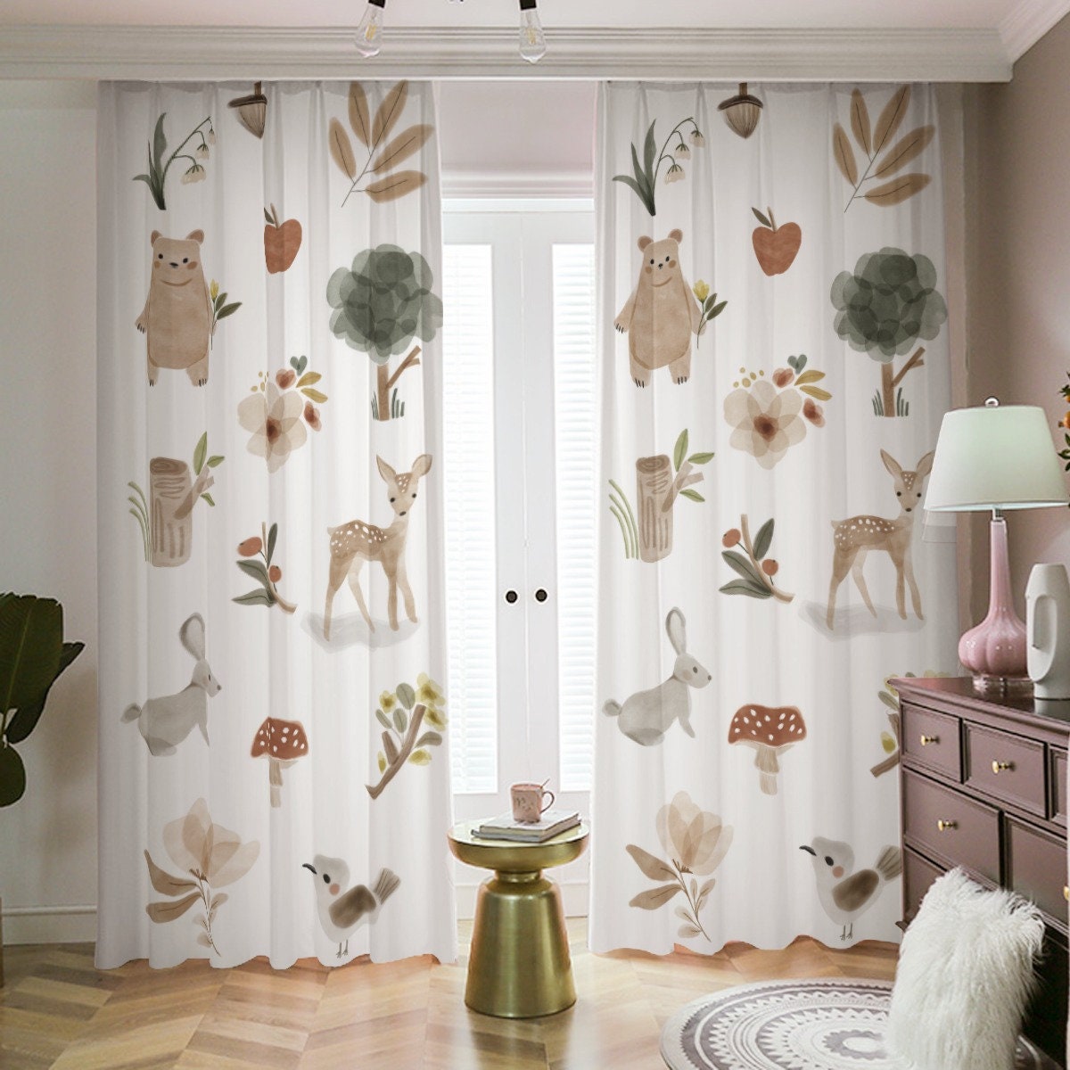 Brown Woodland Blackout Curtains