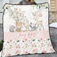 Blush Florals with Deer and Friends Personalized Quilted Bedspread Set