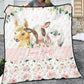 Blush Florals with Farm Animals Personalized Quilted Bedspread Set