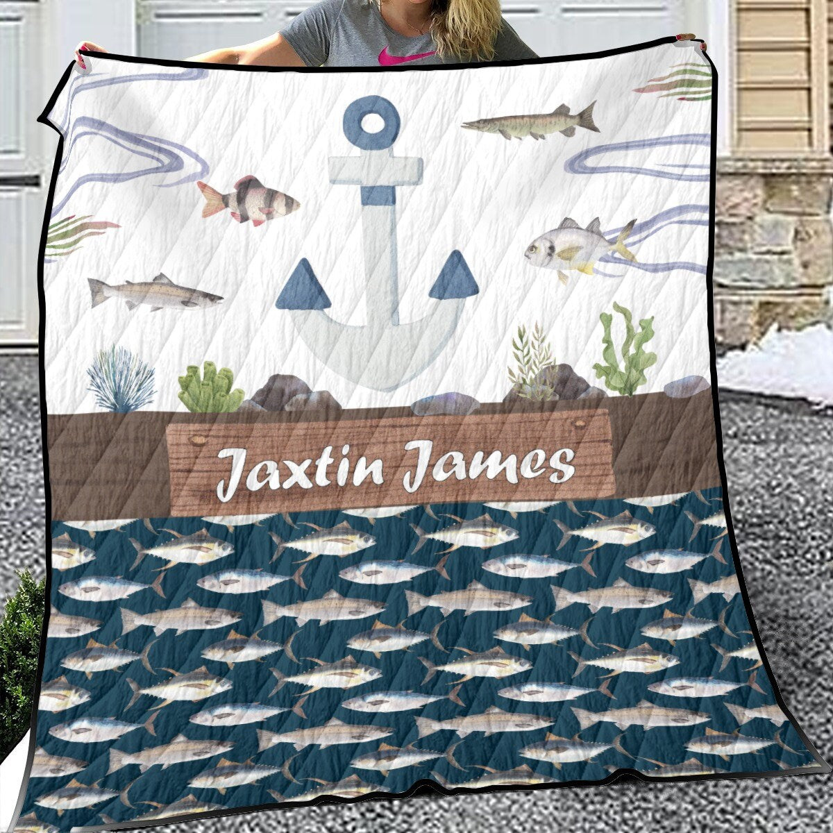 Fishing Personalized Quilted Bedspread Set