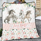 Horses Blush Florals Personalized Quilted Bedspread