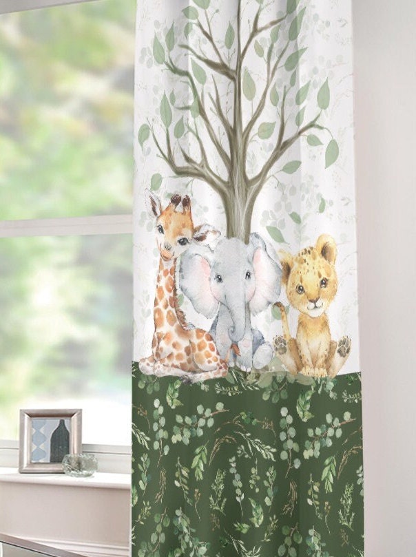 Greenery with Safari Animals and a Tree Blackout Curtains