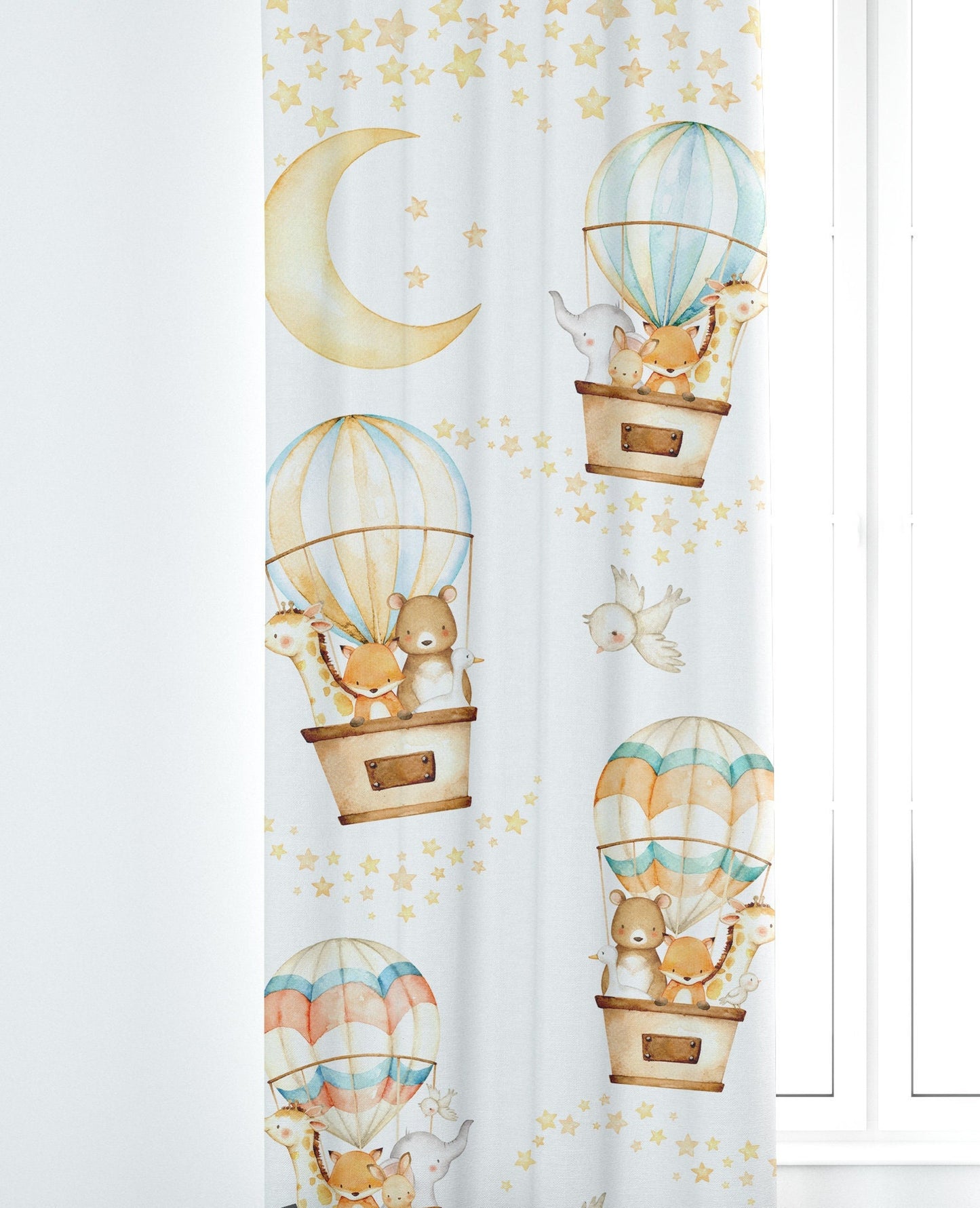 Safari Animals in Hot Air Balloons Blackout Curtains