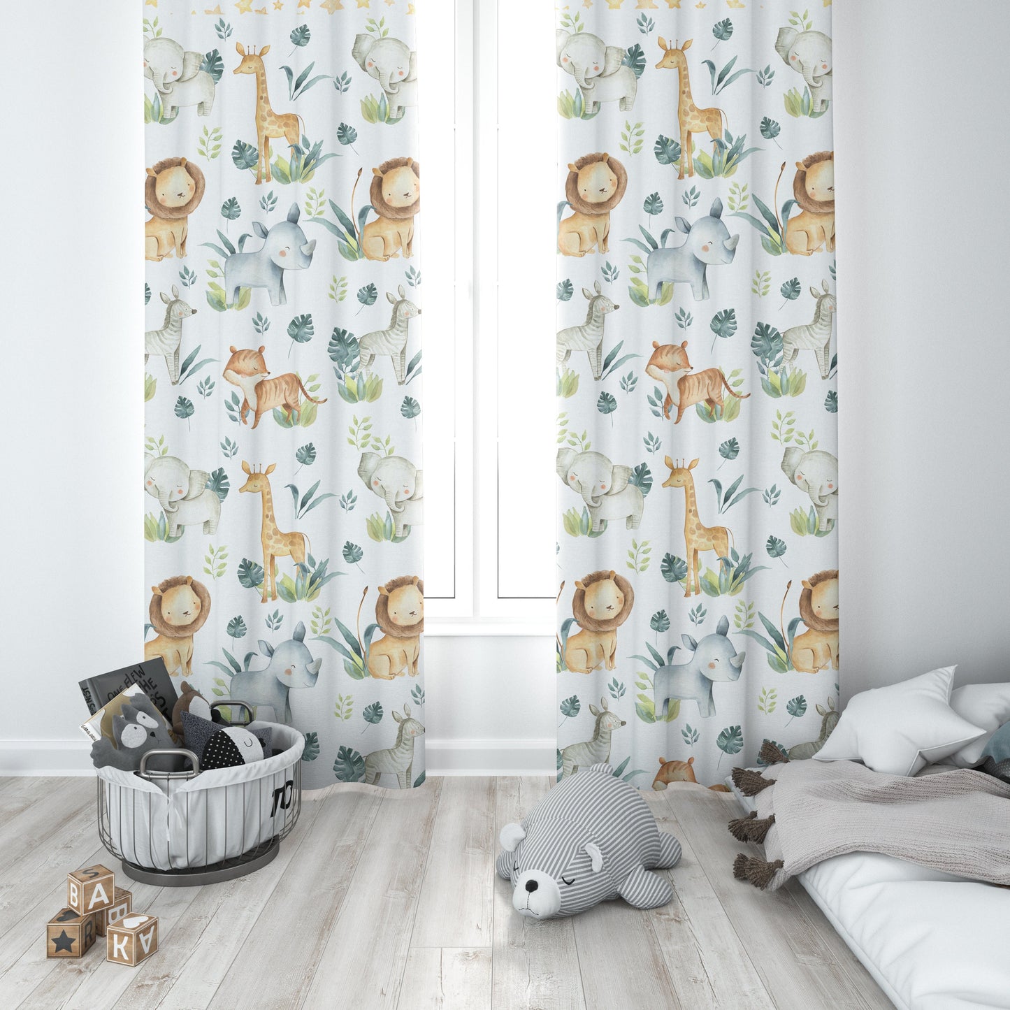 Safari Animals with Lions Blackout Curtains