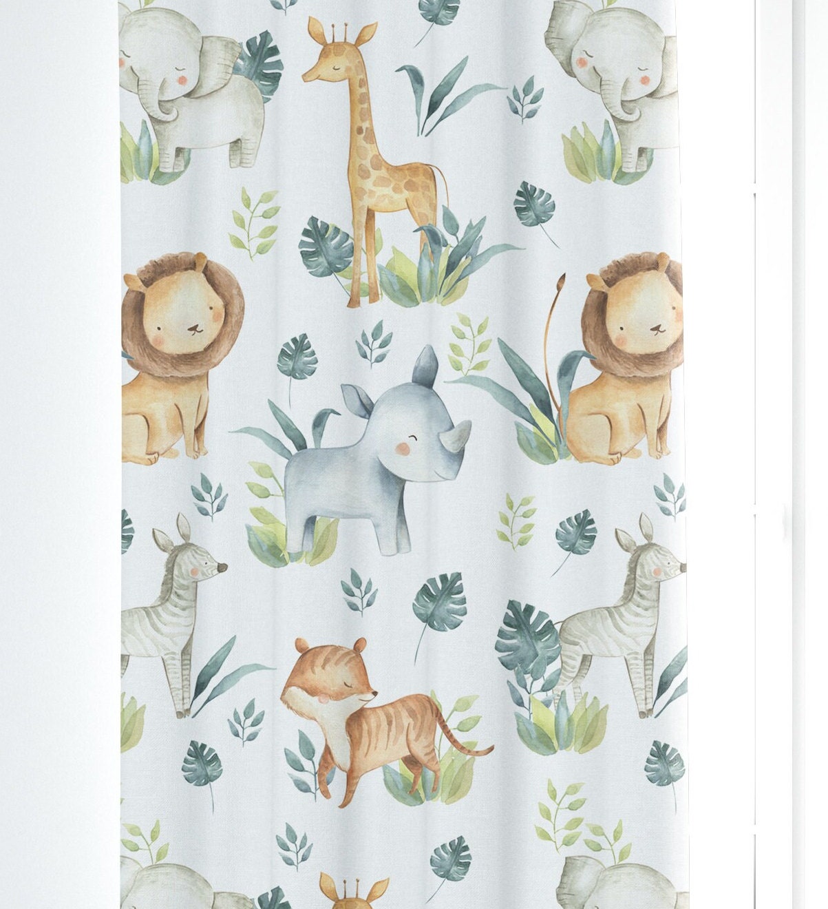 Safari Animals with Lions Blackout Curtains