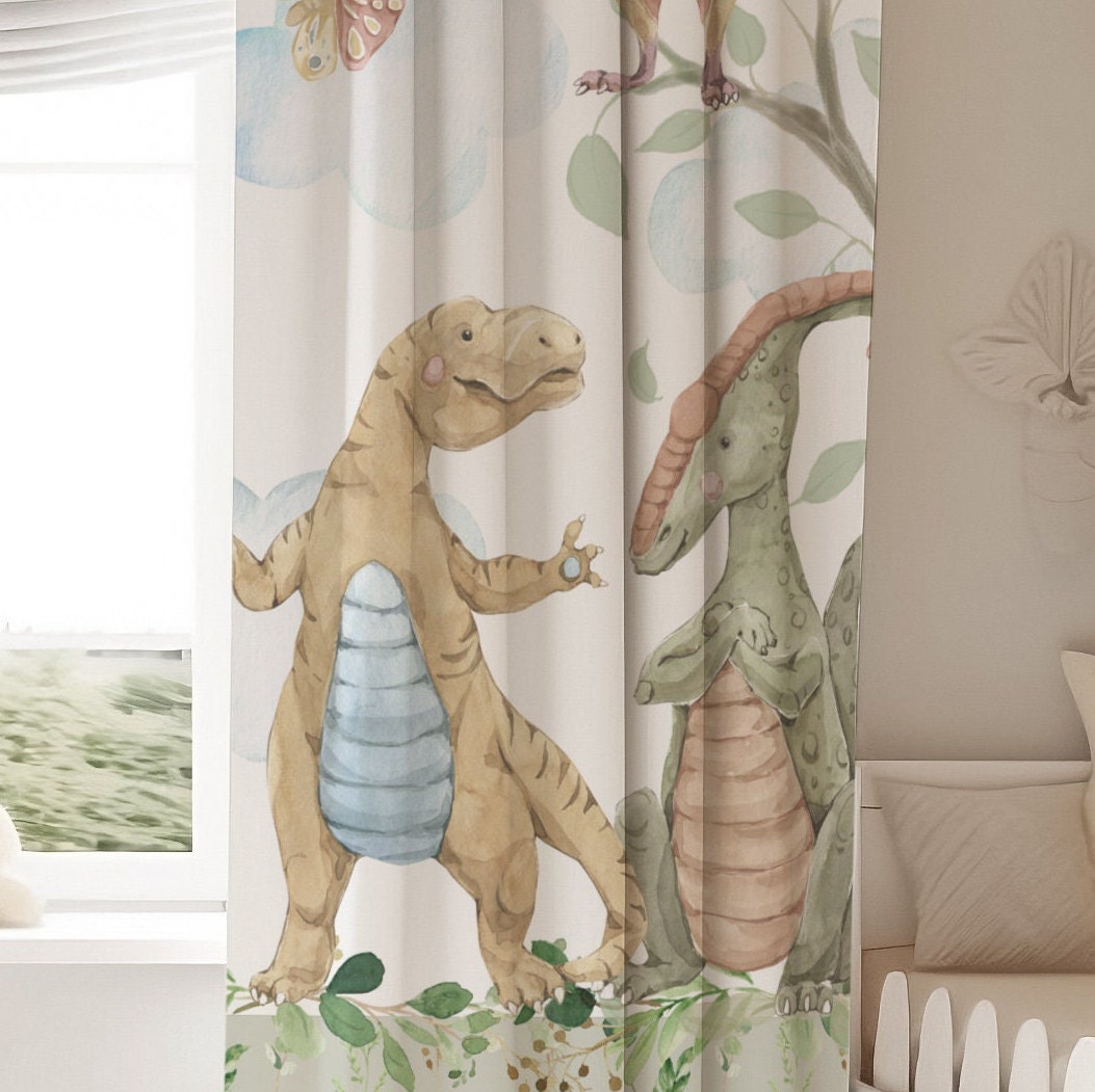 Greenery with Dinosaurs Blackout Curtains