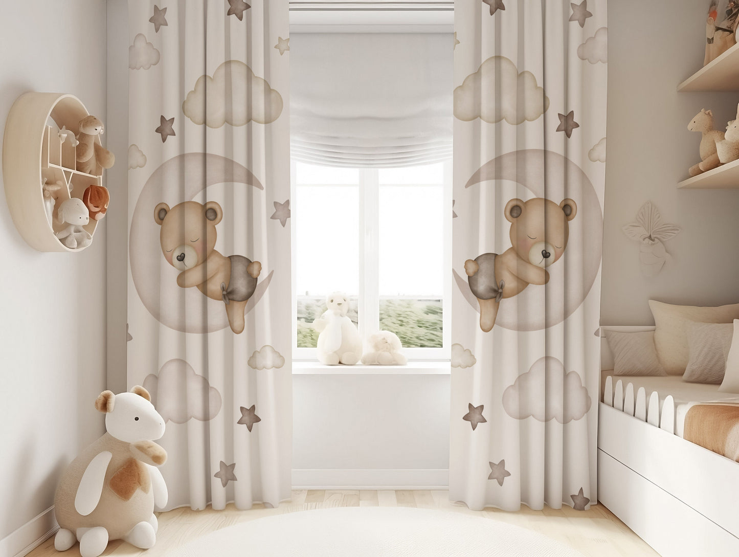 Teddy Bears on the Moon Blackout Curtains