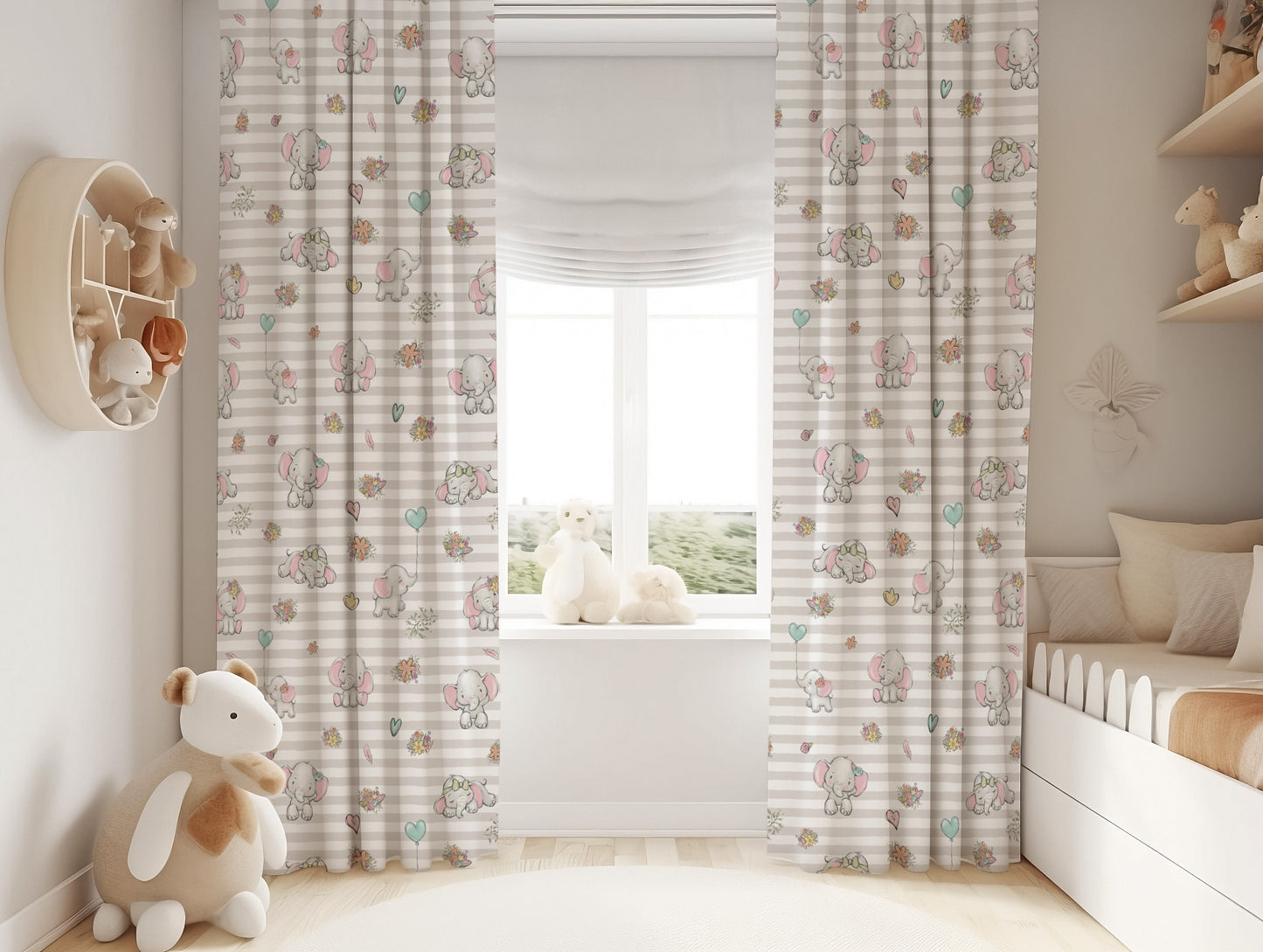 Happy Elephants Blackout Curtains