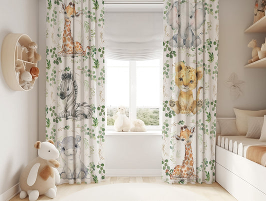 Greenery with Safari Babies Blackout Curtains